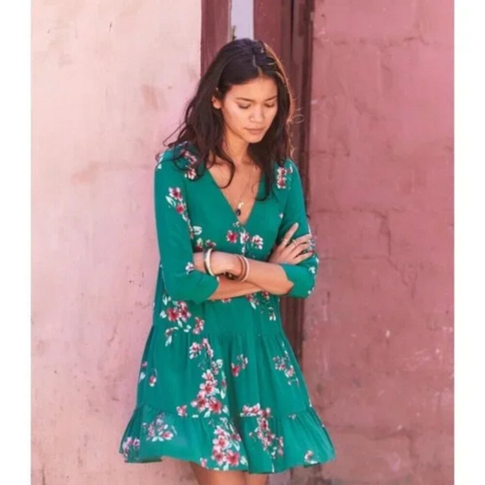 Sezane Aure Silk Floral Dress